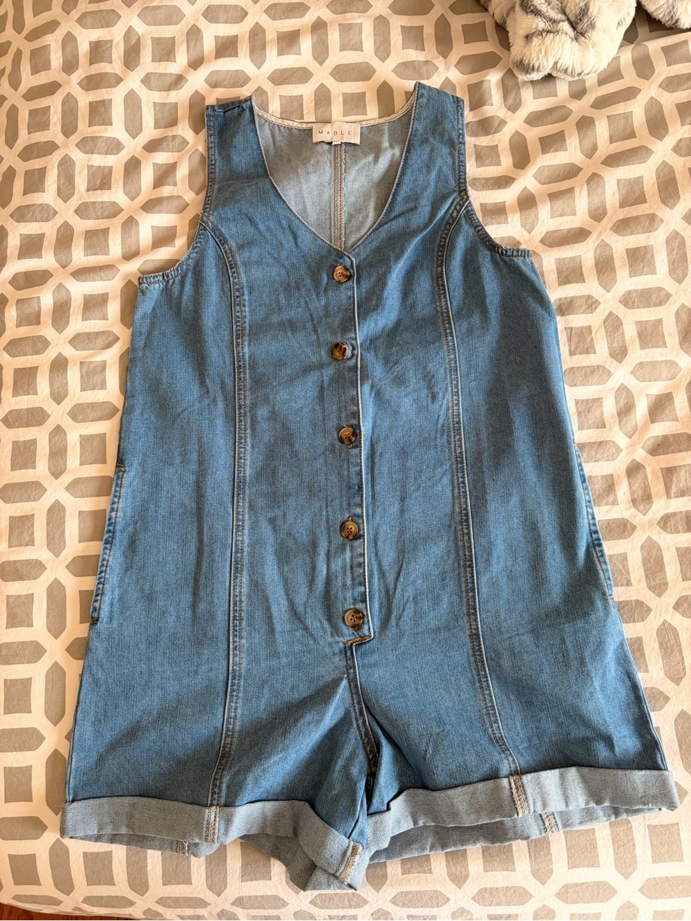 MARBLE Light Blue Sleeveless Denim Romper